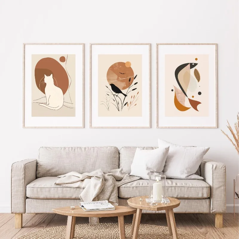 Minimalist Boho Neutral Nature Wall Art Prints Abstract Landscape Ocean Forest Mountain Botanical Sunrise Sunset Decor for Home - Image 4