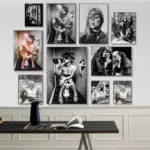 Nuns Party Poster Black and White Photography Rebellious Woman Drinking and Smoking Canvas Painting Wall Art Toilet Room Decor