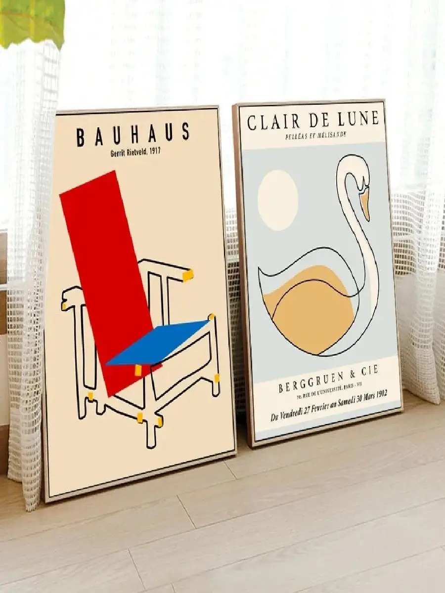 Nordic Simple Orange Lemon Blue Chair Floor Korean Wall Art Canvas Painting Posters for Living Room Bedroom Home Decor Modern M - Image 2