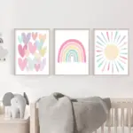 Cartoon Heart Poster Painting Nursery Art Canvas Print Sun Rainbow Posters And Prints Nordic Wall Pictures Baby Kids Room Decor