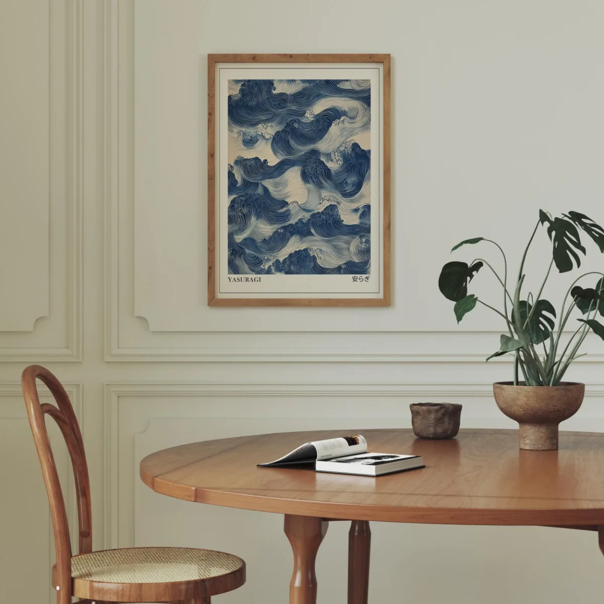 Japanese Retro Blue Wave Abstract Canvas Print Poster Modern Minimalist Art Prints Home Decor Wall Art Poster Gifts-unframed - Image 2