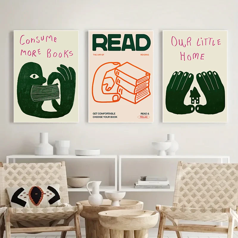 Interesting Sign More Books Abstract Canvas Print Poster Hand Drawn Illustration Art Prints Wall Living Room Art Home Decor - Image 5