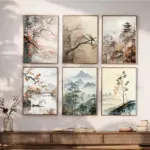 Zen Peaceful Chinese Landscape Poster Prints Bird Still Life Canvas Painting Modern Minimalist Wall Art Living Room Home Decor