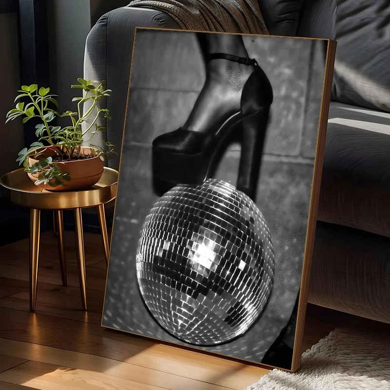 Modern Black White Fashion Women Doberman Spaniel Champagne Luxury Poster Canvas Paintings Wall Art Pictures for Room Home Decor - Image 2