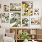 Sunshine Olive Tree Branches Leaves Architecture Coffee Lemon Posters Prints Canvas Painting Nordic Wall Art Living Room Decor