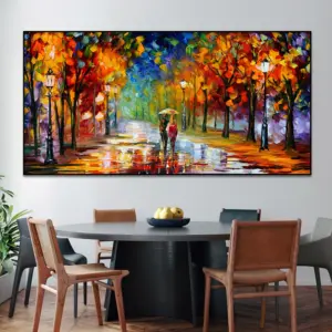 Modern Colorful Abstract Canvas Prints Art Rainy Garden Landscape Posters Picture Wall Art Painting for Living Room Bedroom