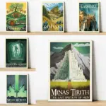 Vintage Posters Lord of The Rings Middle-Earth Travel Art Movie Prints Canvas Printing Wall Picture for Living Room Home Decor