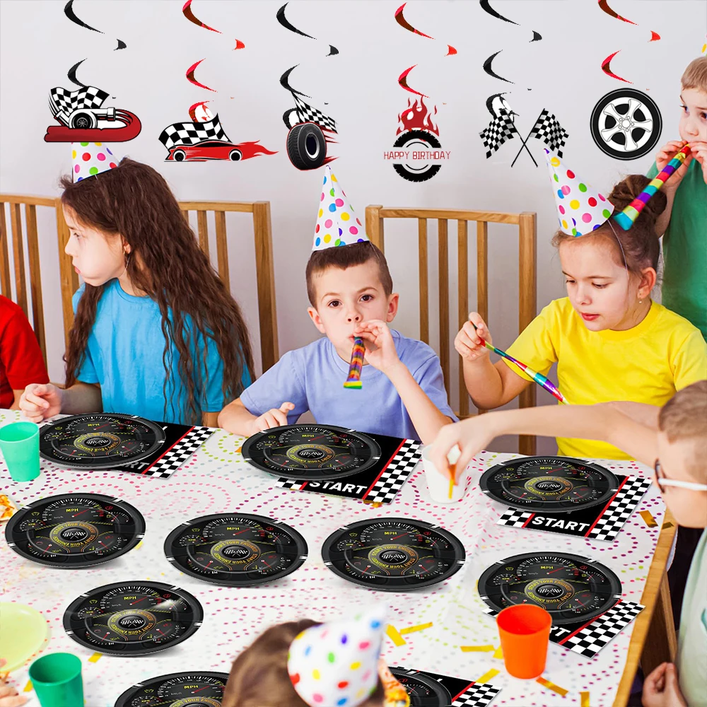 Race Car Decorations Paper Plates Napkins Start Your Engines Tableware Boys Cars Themed Formula 1 Birthday Party Decors Supplies - Image 5