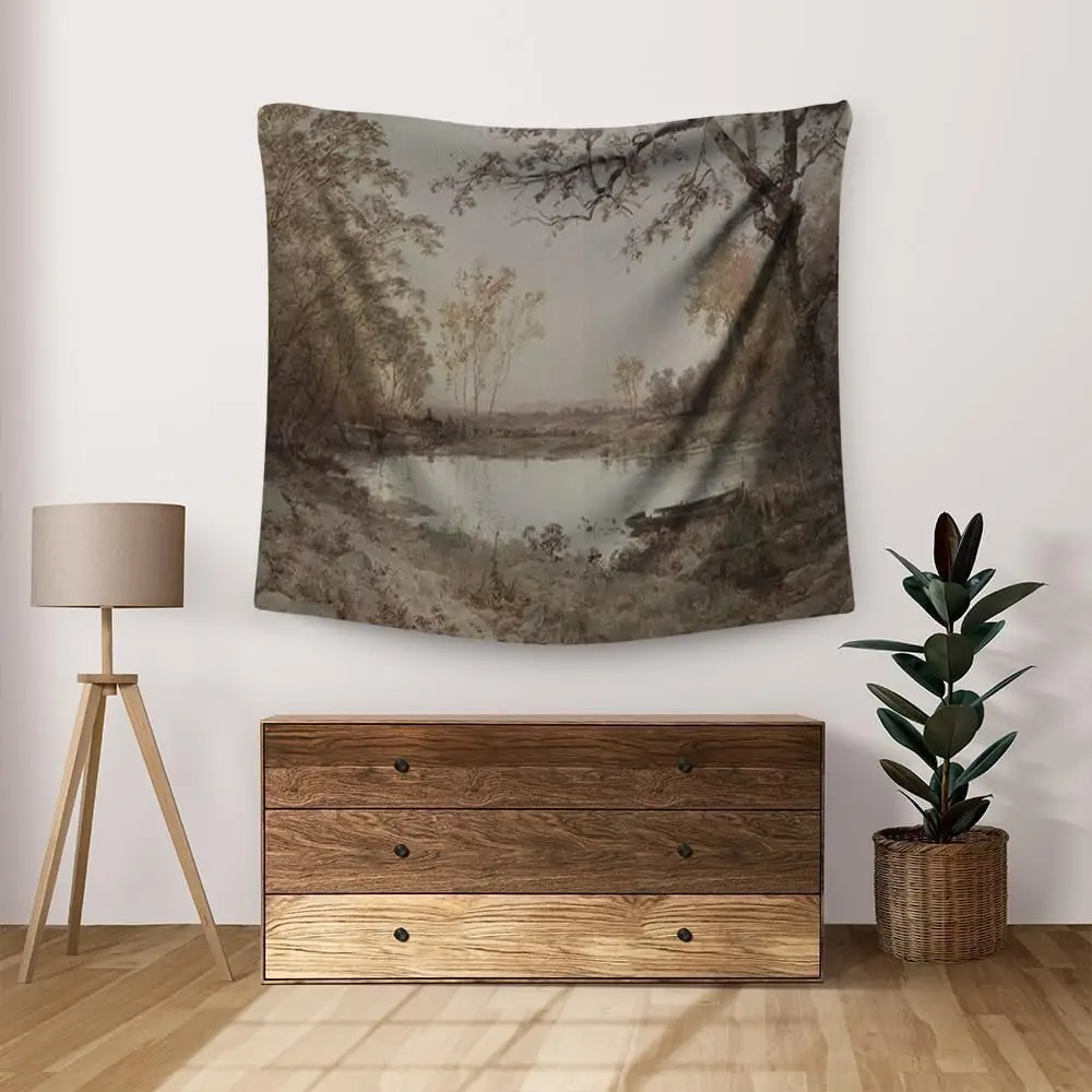 Wildflower Field Tapestry,Vintage Country Landscape Tapestry,Flower Meadow Farmhouse Wall Tapestries Aesthetic Wall Hanging for - Image 4