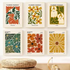 Colorful Abstract Flower Market Amsterdam Poster Retro Boho Flower Shop Sign Prints Canvas Painting Wall Picture Room Home Decor