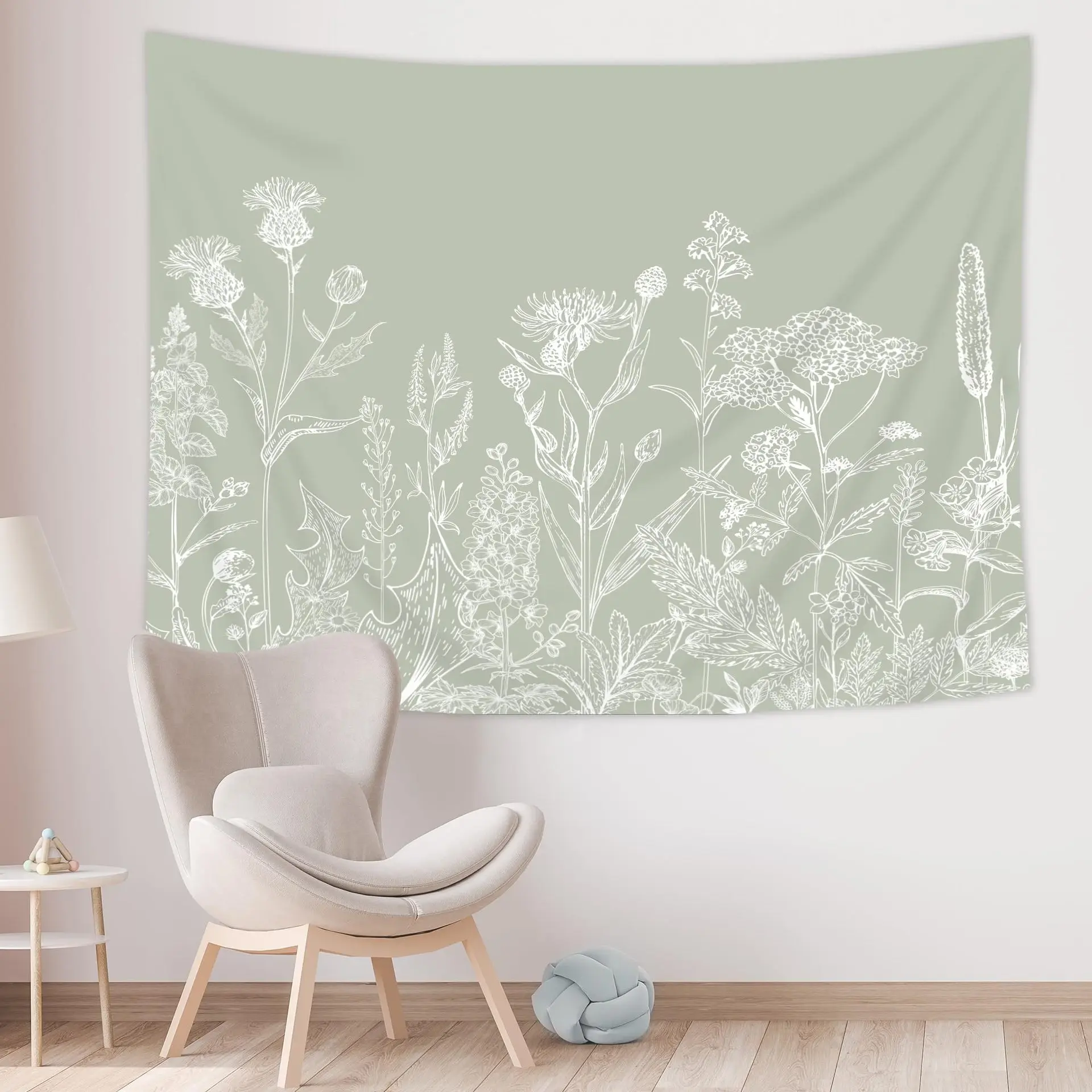 Green grass and flower pattern Home decoration wall hanging fabric tapestry decorative for family rooms background friend's gift