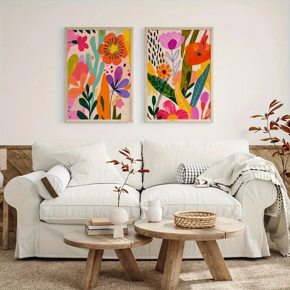 Frameless Modern Bohemian Spring and Summer Flower Wall Art,Abstract Plant Flower Poster,Plant Printing,Living Room Decoration - Image 2