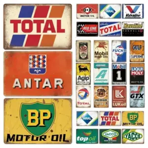 Engine Oil Vintage Signs Poster Metal Sign Decorative Plaque for Garage Gas Station Man Cave Club Bar Home Room Wall Decor