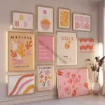 Orange Pink Gallery Wall Art Print Posters Modern Abstract Art Printable Preppy Aesthetic Poster Floral Print Dorm Room Decor