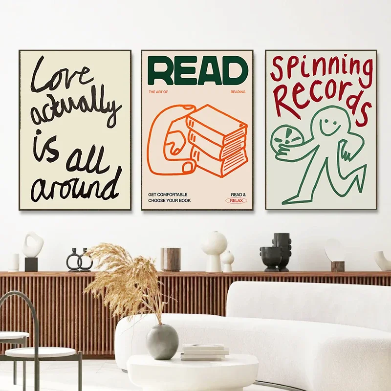 Interesting Sign More Books Abstract Canvas Print Poster Hand Drawn Illustration Art Prints Wall Living Room Art Home Decor - Image 4