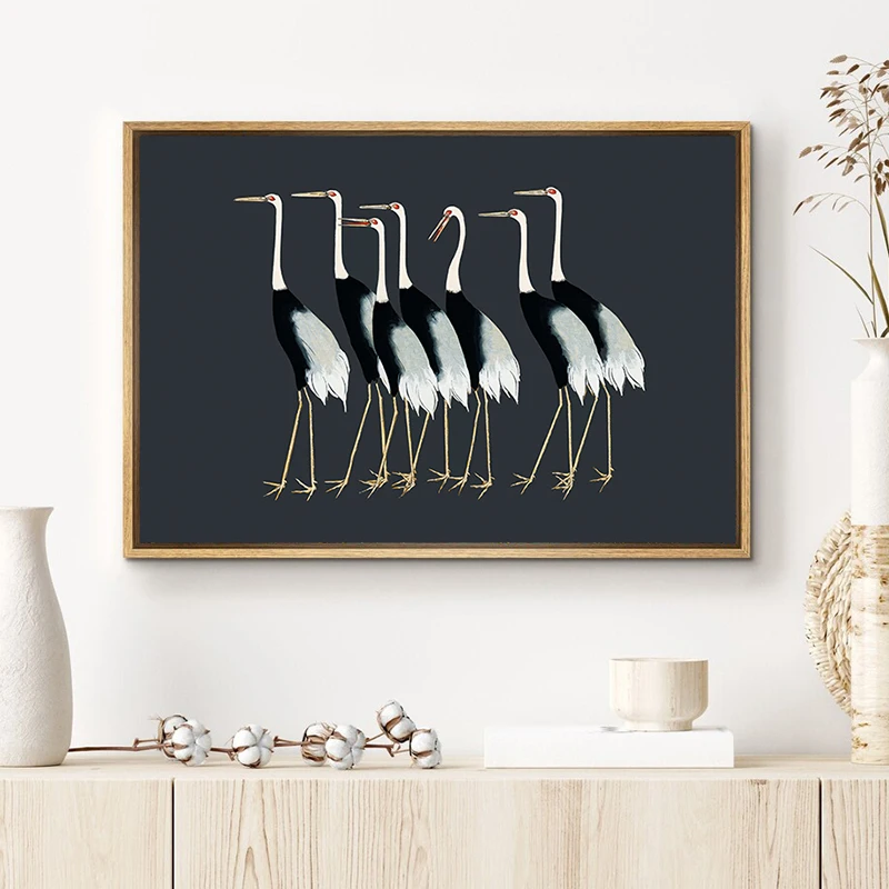 Red Crane Hokusai Eclectic Gallery Wall Art Prints Blue Heron Canvas Painting Nordic Posters Coastal Wall Pictures Home Decor - Image 4