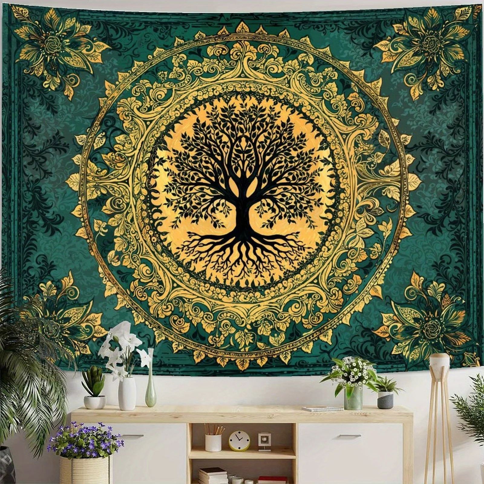 1pc Tree of Life Tapestry Stained Tapestry Wall Decor Tapestries for Bedroom Art Tapestries Wall Hanging for Bedroom Living Room - Image 2