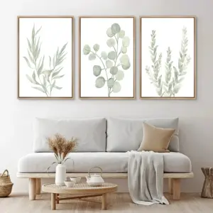 Nordic Sage Green Plant Wall Art Posters Minimalist Eucalyptus Leaves Watercolor Canvas Painting Prints Pictures Room Home Decor