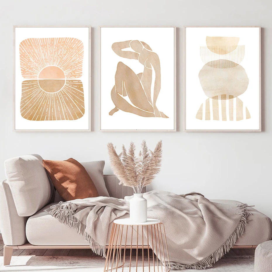 Boho Posters Neutral Beige Gray Watercolor Abstract Wall Art Prints Pastel Canvas Painting For Living Room Home Decor - Image 4