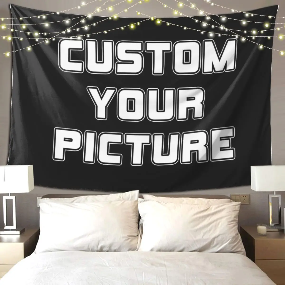 Customizable Black and White Tapestry Wall Hanging - Personalized Photo Art Decor for Bedroom, Living Room, or Party - Image 2