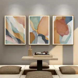 Boho Abstract Wall Art Print Color Block Painting Line Art Canvas Poster Modern Wall Picture Living Room Interior Home Decoratio