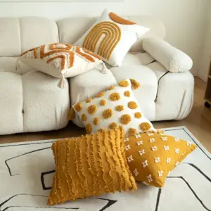 Boho Throw Cushion Cover 45x45 Jacquard Embroidery Tassel Square Headboard Pillowcase Home and Decoration Sofa Pillow Covers