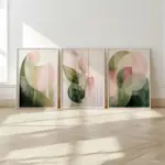​Frameless Modern Green Pink Abstract Plant Wall Art Prints,Watercolor Prints,Plant Canvas Posters,Aesthetic Wall Decoration