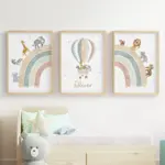 Rainbow Lion Giraffe Zebra Balloon Custom Name Nursery Wall Art Canvas Painting Posters And Prints Pictures Baby Kids Room Decor