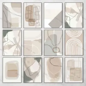 Abstracts In Neutral Beige Gray Tones Paintings Art Prints Boho Pastel Canvas Posters Wall Pictures for Living Room Home Decor