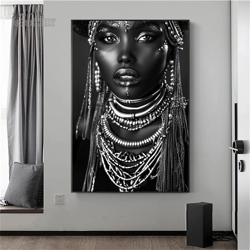 African Woman Flower Canvas Print Posters HD Wall Art Canvas Painting Black Woman Art Fashion Home Living Room Wall Decor Mural - Image 2
