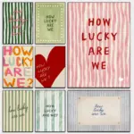 "How Lucky Are We" Quote Canvas Print Poster Modern Heart Stripe Art Prints Bedroom Living Room Wall Art Home Decor Poster