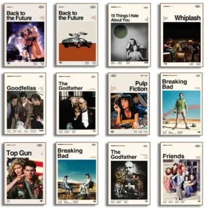 Classic Movie TV Show Friends Back To The Future Pulp Fiction The Godfather Poster Art Canvas Painting  Living Room Home Decor