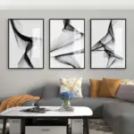 Nordic Black and White Abstract Line Art Canvas Painting Modern Wall Art Poster Living Room Picture Home Decoration Frameless