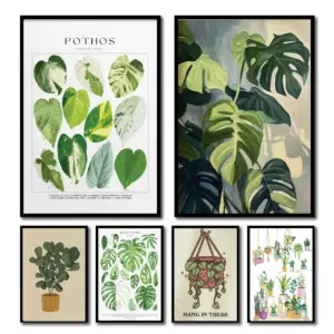 1pc Green Botanical Leaves Interior Art Print Houseplants Nature Indoors Canvas Wall Home Decor Calming Poster Foliage and Plant