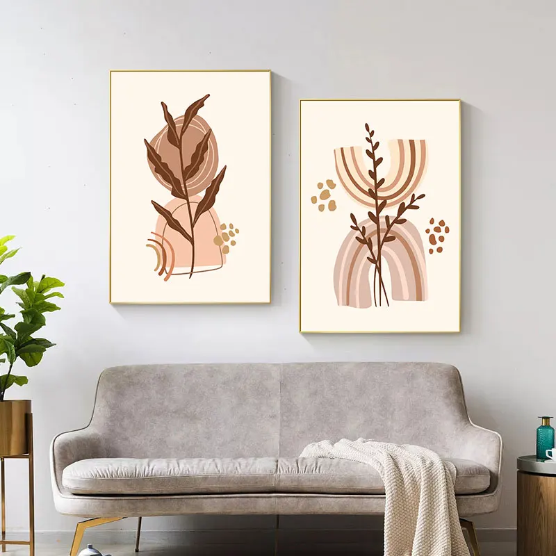 Abstract Plant Leaves Canvas Art Poster Prints Simple Color Block Wall Decorative Picture for Living Room Bedroom Office - Image 3