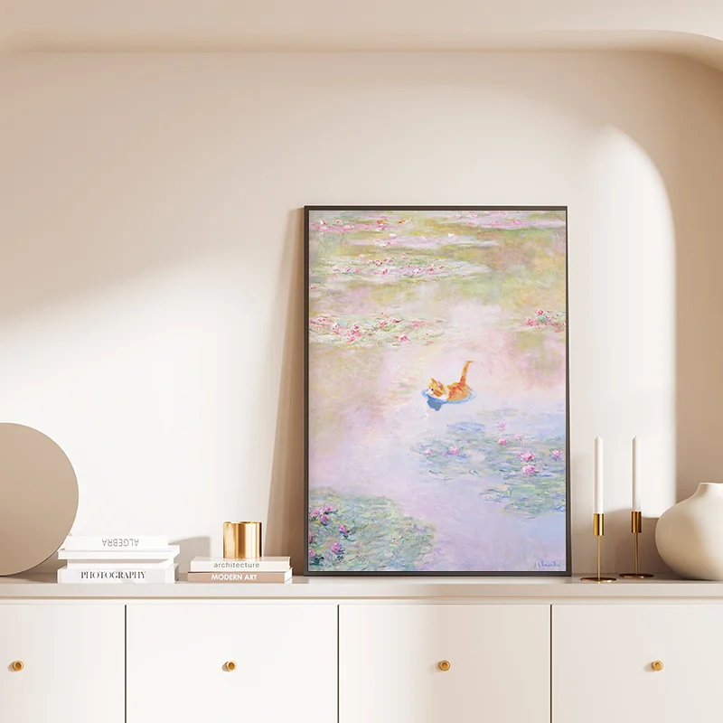 Monet and Van Gogh Cat Posters Funny Kitty Print Floral Animal Painting Wall Art Renowned Artwork Repainted Gallery Decoration - Image 5