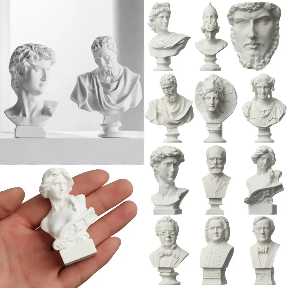New Mini Figurine Plaster Statue Greek Mythology Celebrities Famous Sculpture Drawing Practice Gypsum Bust Portraits Home Decor - Image 3