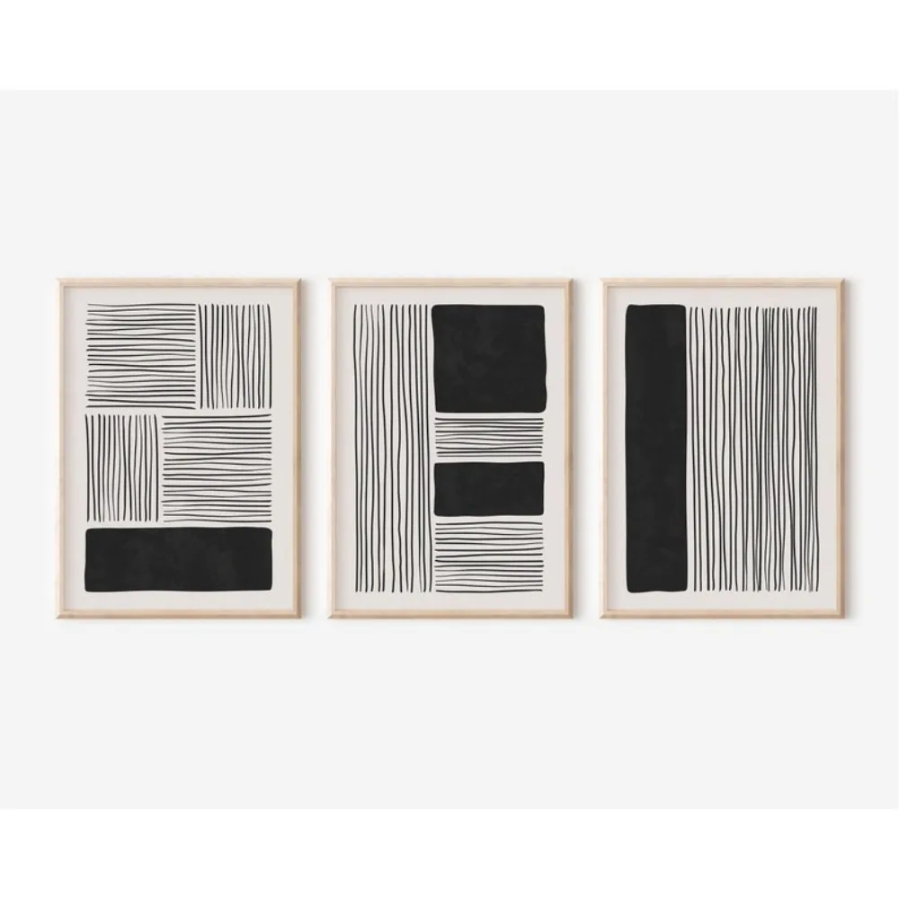 Frameless Modern Geometric Wall Art Printing,Black and White Abstract Posters,Printable Scandinavian Wall ,Living Room Decor - Image 4