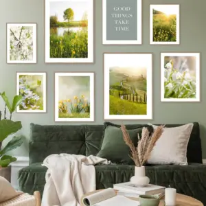 Spring Scenery Flower Green Vegetation Posters and Prints Canvas Painting Modern Wall Art Pictures for Living Room Home Decor