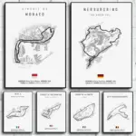F1 Track Circuit Posters Imola Monaco Formula 1 GP Canvas Painting  Nordic Motorsport Wall Art Picture Room Decor Unframed