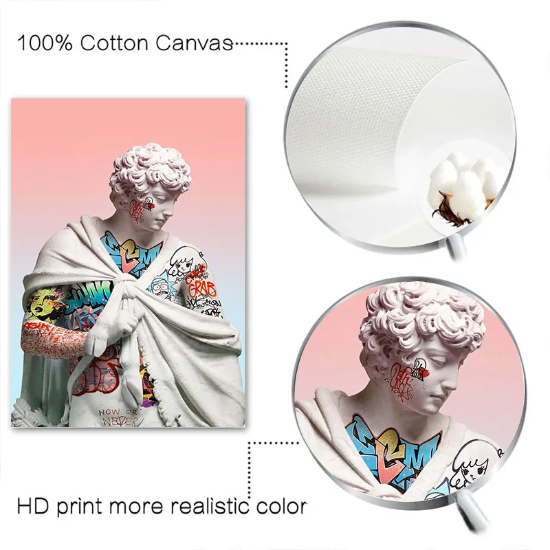 Statue of David Graffiti Art Canvas Painting David Head Sculpture Posters and Prints Street Wall Art Pictures for Room Decor - Image 6