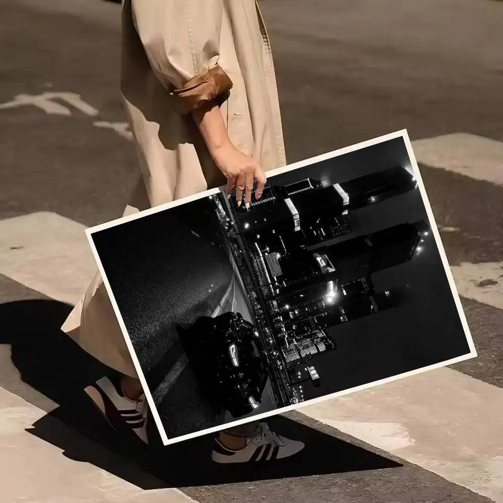 Street Luxury Car Black And White Style Poster Self-adhesive Art Waterproof Paper Sticker Coffee House Bar Room Wall Decor - Image 5