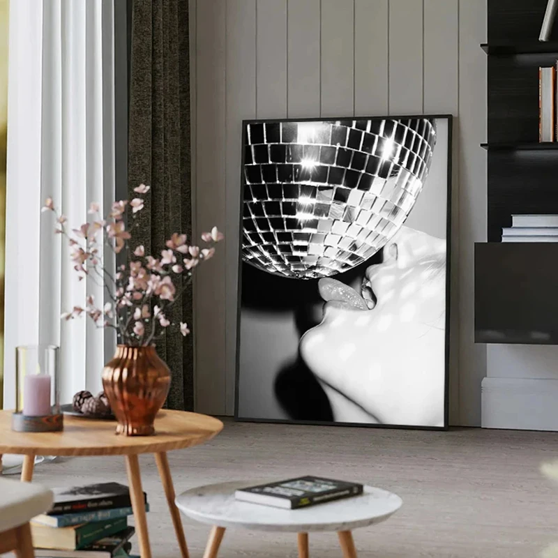 Modern Black White Fashion Women Doberman Spaniel Champagne Luxury Poster Canvas Paintings Wall Art Pictures for Room Home Decor - Image 4