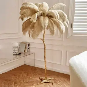 Nordic Ostrich Feather Floor Lamp Living Room Sofa Background Wall Floor Standing Lamp Home Decor Bedroom Bedside Table Lighting
