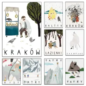 Poland Travel Illustration Posters Krakow Warsaw Prints Canvas Printing Modern Wall Art Picture for Living Room Home Decoration