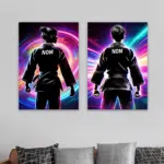 Colorful Personalized Man Judo Poster Custom Judo Sports with Name Prints Canvas Painting Girl Judo Art Gym Room Wall Decor