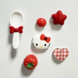 Japanese Heart Bow Spoon Hello Kitty Refrigerator Mount Decoration Kawaii Charm Tomato Mini Hello Kitty Refrigerator Mount