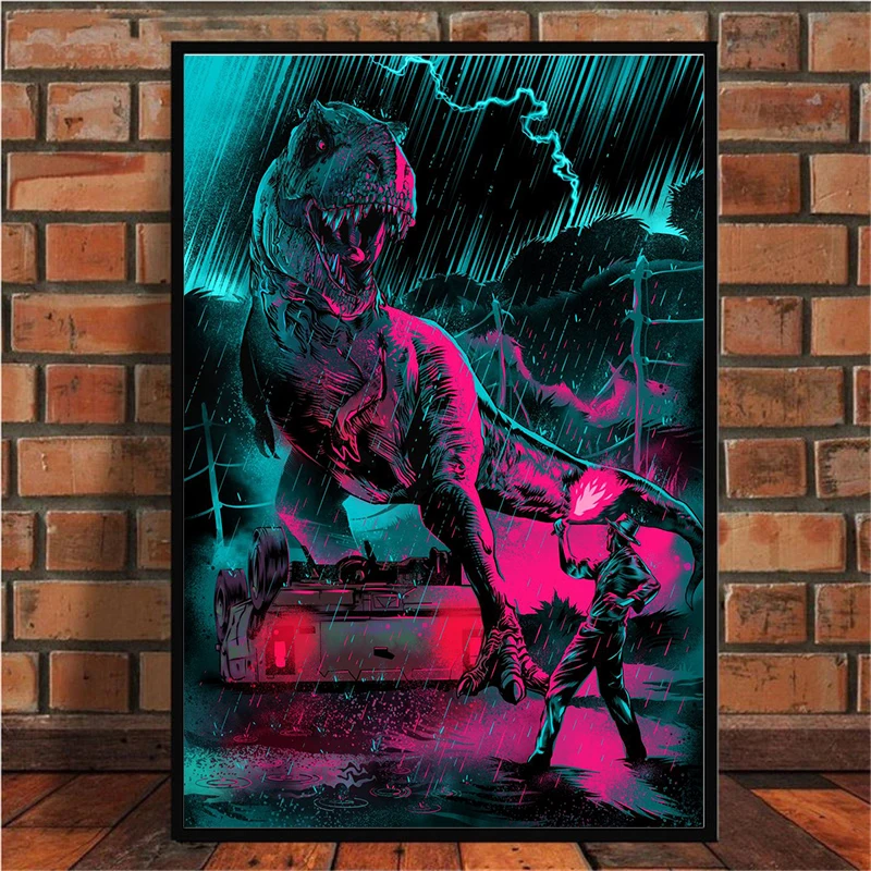 Jurassic Park Dinosaur World Movie Poster Retro Illustrations Canvas Painting Print Wall Art Pictures Living Room Bar Home Decor - Image 2