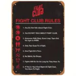 1pc, Movie Poster Retro Metal Sign Fight Club Rules Wall Art Decor Tin Sign-(8in*12in/20cm*30cm)