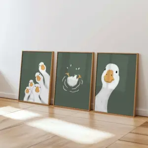 Funny Cute Duck Animal Bathroom Playful Dark Nursery Art Poster Canvas Painting Wall Prints Picture for Living Room Home Decor